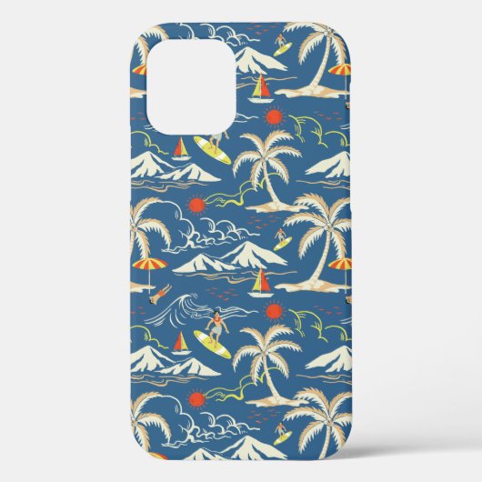 Retro Surf Tropical Pattern Case-Mate iPhone Hülle (Rückseite)
