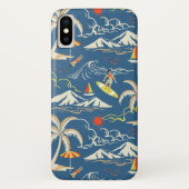 Retro Surf Tropical Pattern Case-Mate iPhone Hülle (Rückseite)