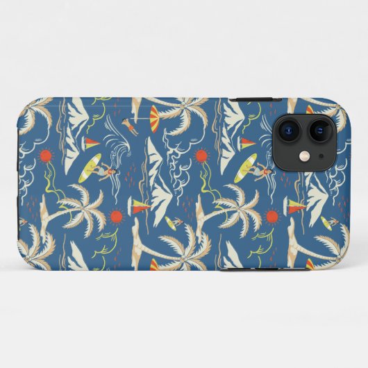 Retro Surf Tropical Pattern Case-Mate iPhone Hülle (Rückseite (Horizontal))