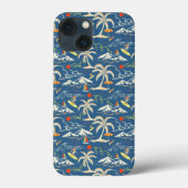 Retro Surf Tropical Pattern Case-Mate iPhone Hülle (Rückseite)
