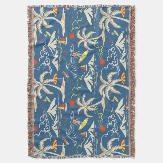 Retro Surf Tropical Pattern Decke (Vorderseite Vertikal)