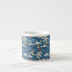 Retro Surf Tropical Pattern Espressotasse