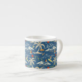 Retro Surf Tropical Pattern Espressotasse (Vorderseite Rechts)