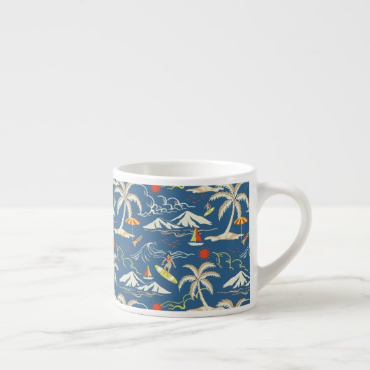 Retro Surf Tropical Pattern Espressotasse (Rechts)