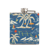 Retro Surf Tropical Pattern Flachmann (Rückseite)