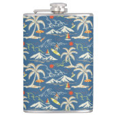 Retro Surf Tropical Pattern Flachmann (Vorderseite)