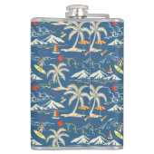 Retro Surf Tropical Pattern Flachmann (Rückseite)
