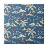 Retro Surf Tropical Pattern Fliese (Vorderseite)