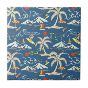 Retro Surf Tropical Pattern Fliese