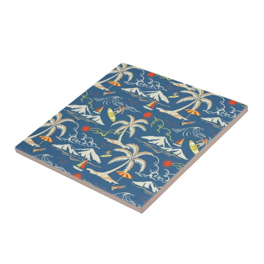 Retro Surf Tropical Pattern Fliese (Seite)