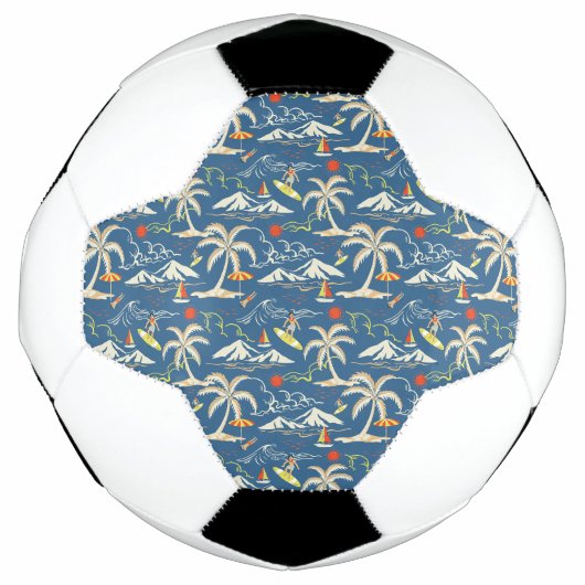 Retro Surf Tropical Pattern Fußball (Vorderseite)