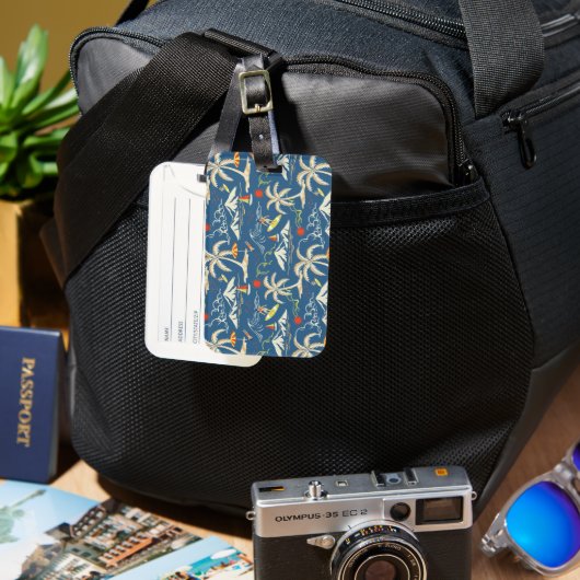 Retro Surf Tropical Pattern Gepäckanhänger (Vorderseite & Rückseite)