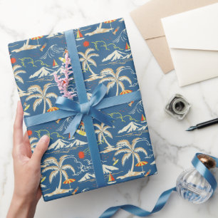 Retro Surf Tropical Pattern Geschenkpapier