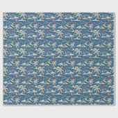 Retro Surf Tropical Pattern Geschenkpapier (Flach)
