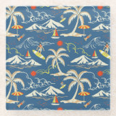 Retro Surf Tropical Pattern Glasuntersetzer (Vorderseite)