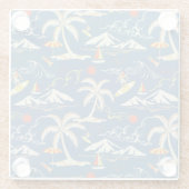 Retro Surf Tropical Pattern Glasuntersetzer (Rückseite)