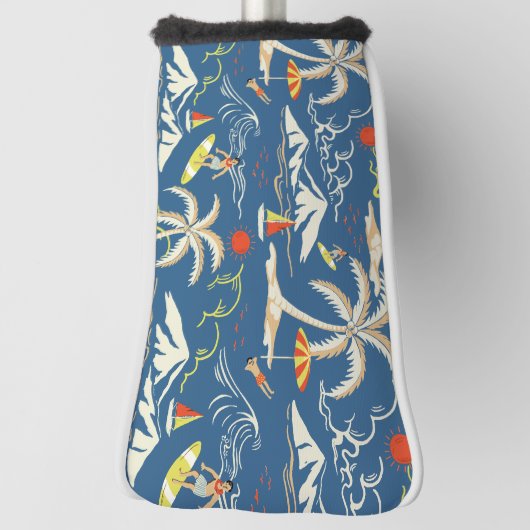 Retro Surf Tropical Pattern Golf Headcover (Rotieren 90)