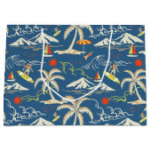 Retro Surf Tropical Pattern Große Geschenktüte (Vorderseite)