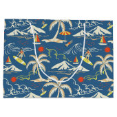 Retro Surf Tropical Pattern Große Geschenktüte (Rückseite)