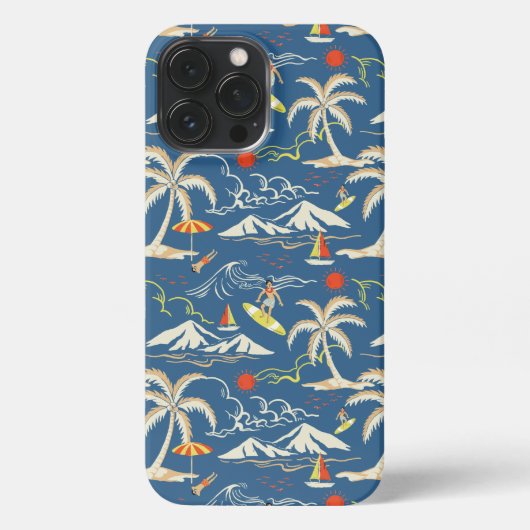 Retro Surf Tropical Pattern iPhone Hülle (Rückseite)