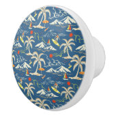 Retro Surf Tropical Pattern Keramikknauf (Rechts)