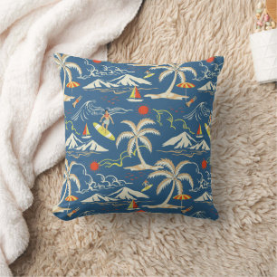 Retro Surf Tropical Pattern Kissen