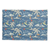 Retro Surf Tropical Pattern Kissenbezug (Rückseite)