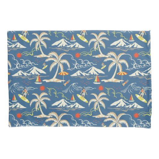Retro Surf Tropical Pattern Kissenbezug (Vorderseite)