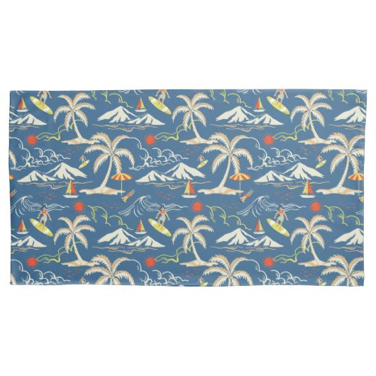 Retro Surf Tropical Pattern Kissenbezug (Vorderseite)