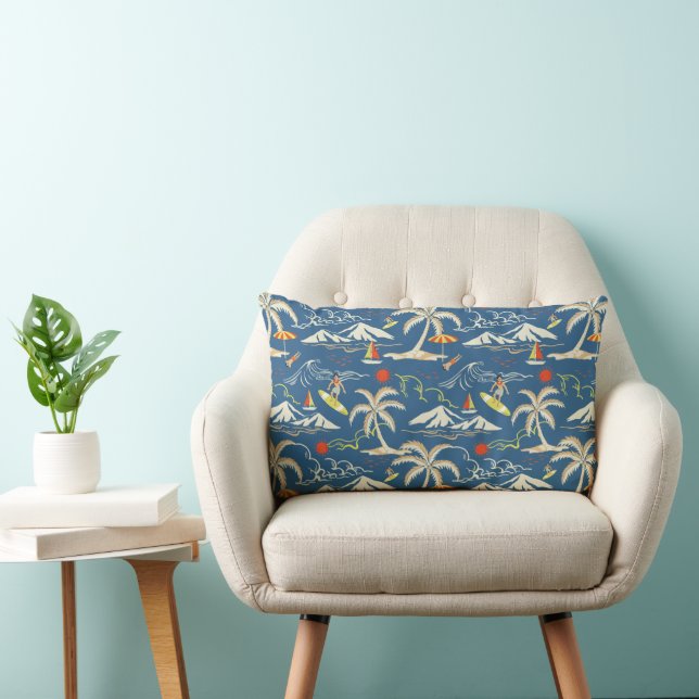 Retro Surf Tropical Pattern Lendenkissen (Stuhl )