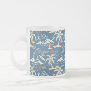 Retro Surf Tropical Pattern Mattglastasse