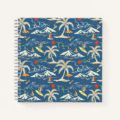 Retro Surf Tropical Pattern Notizblock (Vorderseite)