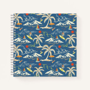Retro Surf Tropical Pattern Notizblock