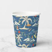 Retro Surf Tropical Pattern Pappbecher (Rückseite)