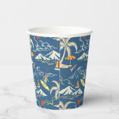 Retro Surf Tropical Pattern Pappbecher (Rechts)