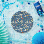 Retro Surf Tropical Pattern Pappteller (Party)