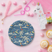 Retro Surf Tropical Pattern Pappteller (Party)