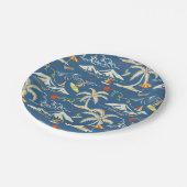 Retro Surf Tropical Pattern Pappteller (Schrägansicht)