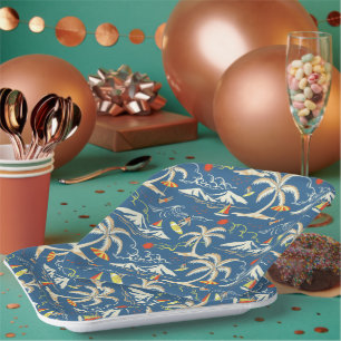 Retro Surf Tropical Pattern Pappteller