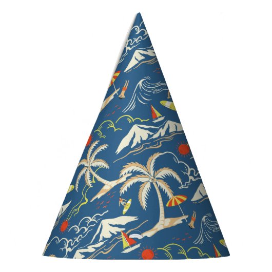 Retro Surf Tropical Pattern Partyhütchen (Links)