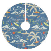 Retro Surf Tropical Pattern Polyester Weihnachtsbaumdecke (Vorderseite)
