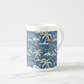 Retro Surf Tropical Pattern Porzellantasse (Vorderseite Rechts)