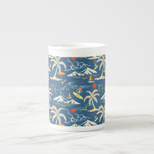 Retro Surf Tropical Pattern Porzellantasse
