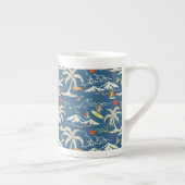 Retro Surf Tropical Pattern Porzellantasse (Rechts)