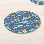 Retro Surf Tropical Pattern Runder Pappuntersetzer (Angewinkelt)
