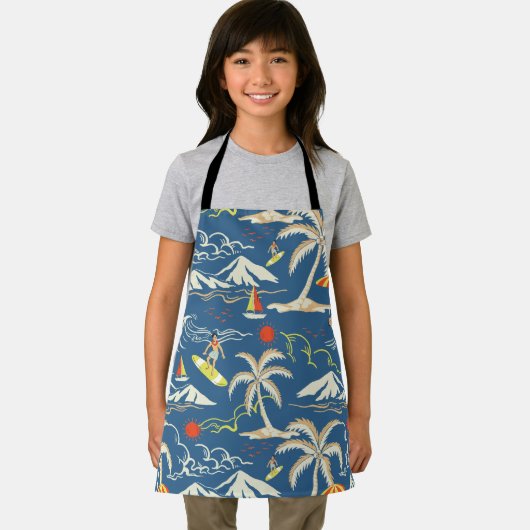 Retro Surf Tropical Pattern Schürze (Insitu)