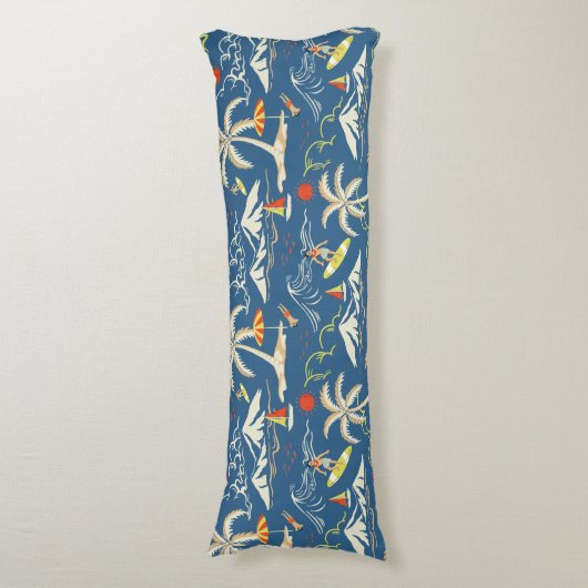 Retro Surf Tropical Pattern Seitenschläferkissen (Vorderseite Vertikal)