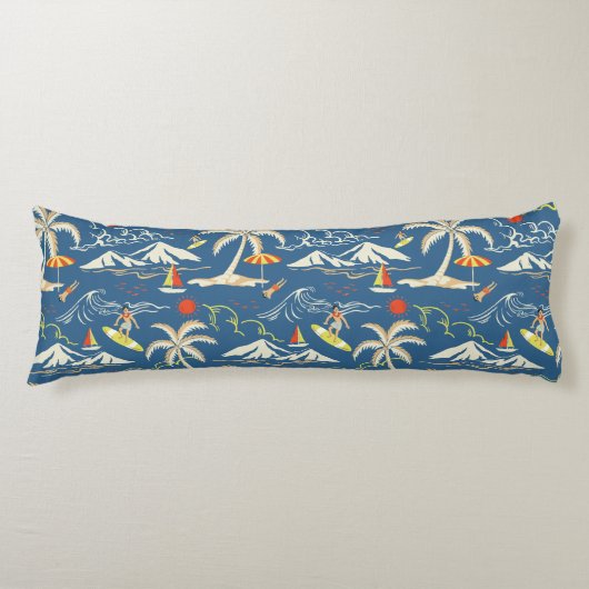 Retro Surf Tropical Pattern Seitenschläferkissen (Vorderseite)