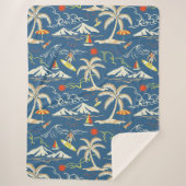 Retro Surf Tropical Pattern Sherpadecke (Vorderseite)