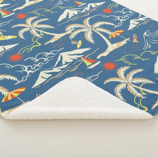 Retro Surf Tropical Pattern Sherpadecke (3/4)